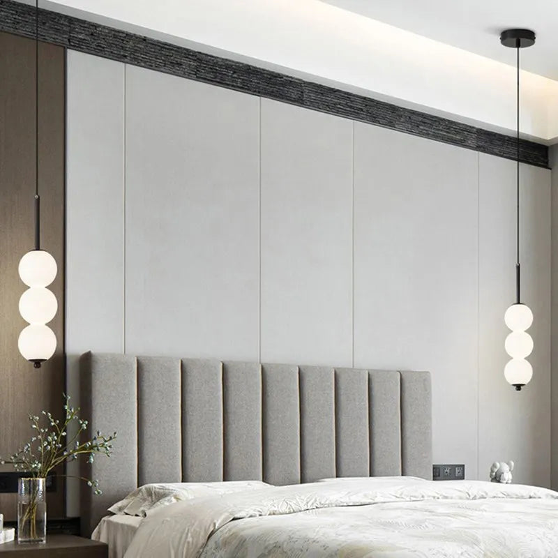 Suspension — En verre nordique LED cuivre vent gourde 3-8 tête chevet suspendu décor lampe pour étude chambre salon éclairage