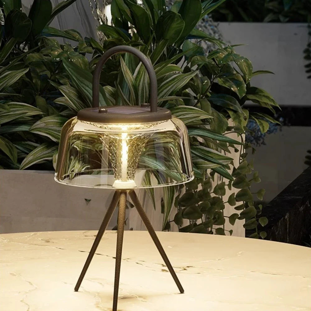 Lampe de table extérieure solaire étanche en acrylique portable Lucile Rivage - Reflets Subtils & Décor Raffiné
