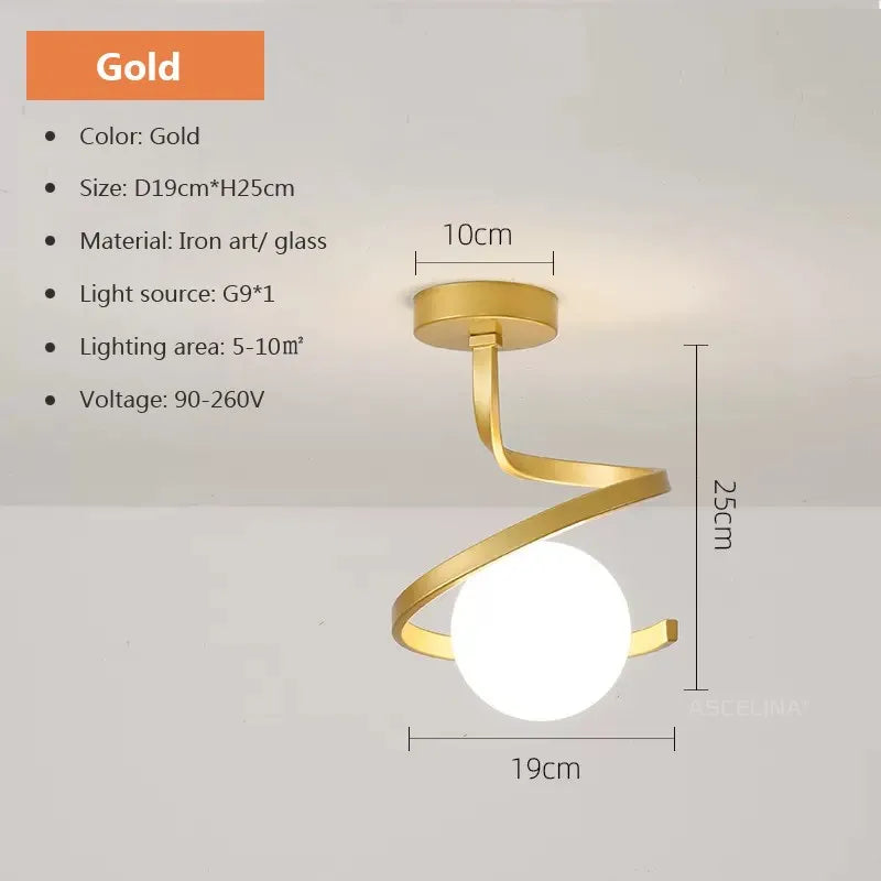 Plafonnier — En verre moderne minimaliste noir or 1/2 têtes éclairage intérieur pour couloir allée balcon entrée vestiaire luminaires
