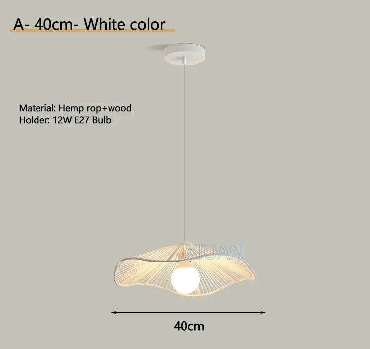 Lustre Wabi-sabi Joséphine Brume en Corde de Chanvre — A Blanc 40cm / 3 Température de couleur