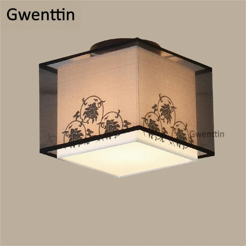Plafonnier — Vintage en lin style chinois pour décoration intérieure