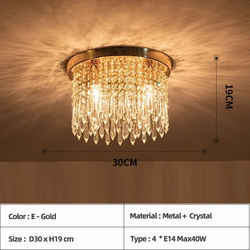 Plafonnier — LED en bois style bohème moderne avec cristal élégant