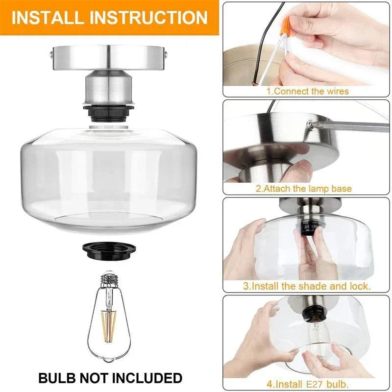 Plafonnier led nordique moderne en verre pour décoration maison Rosalie Aquarelle - Reflets Délicats & Élégance Visuelle