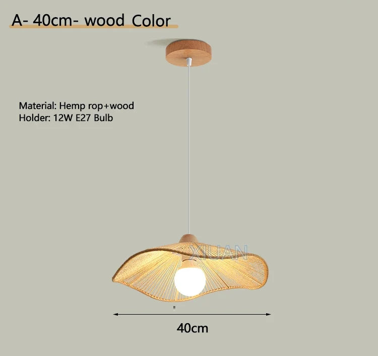 Lustre Wabi-sabi Joséphine Brume en Corde de Chanvre — A Bois 40cm / 3 Température de couleur