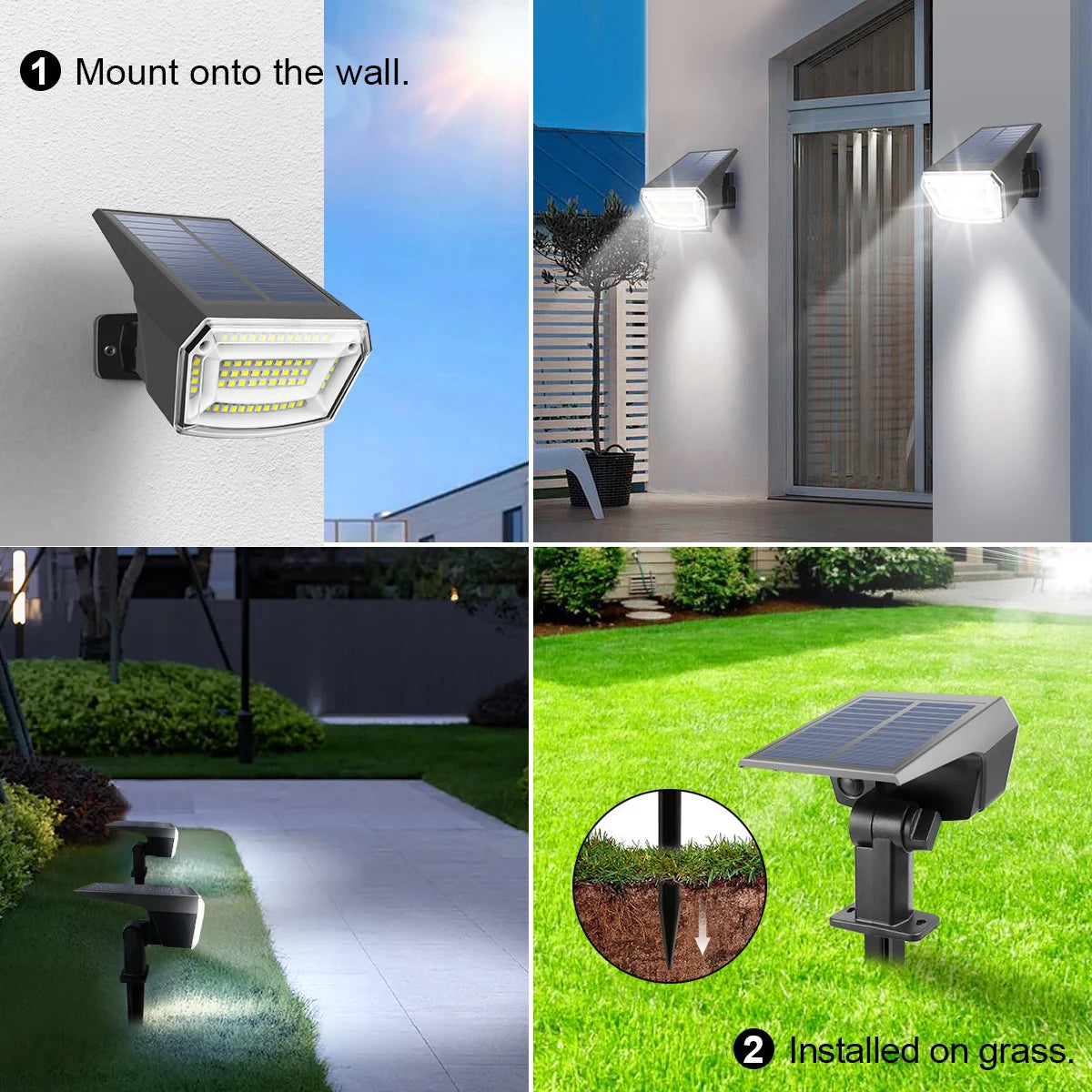 Spot solaire LED avec batterie de 1200 mAh pour jardin – Aurivage