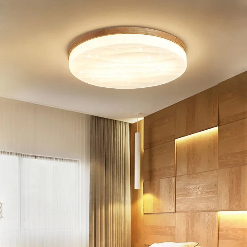 Plafonnier led minimaliste en bois massif pour entrée Naëlle Mirage - Matière Chaleureuse & Lignes Élégantes