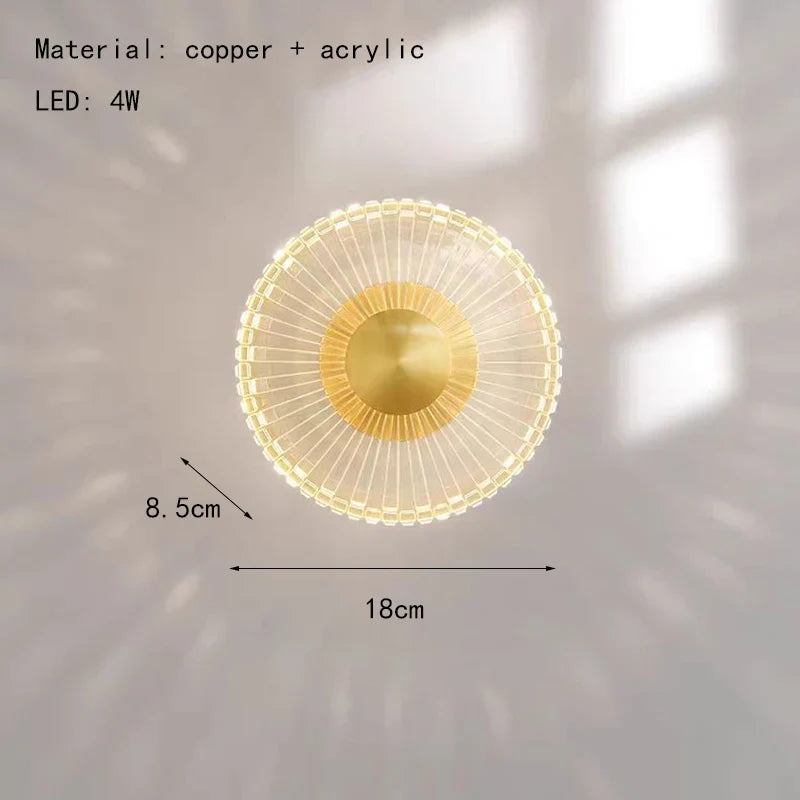 Applique murale — LED design en acrylique et laiton doré pour intérieur
