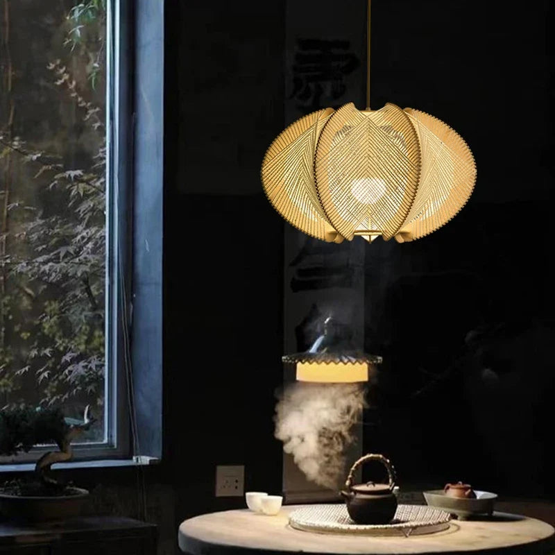Lustre Vintage Albane Brume en Corde de Chanvre et Bois