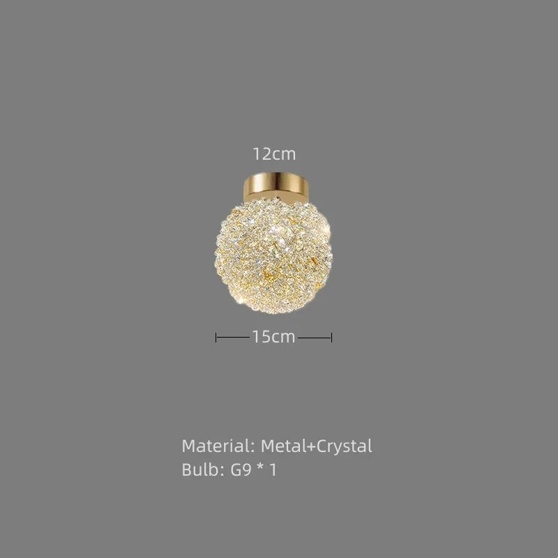 Plafonnier — Moderne en cristal clair et métal doré