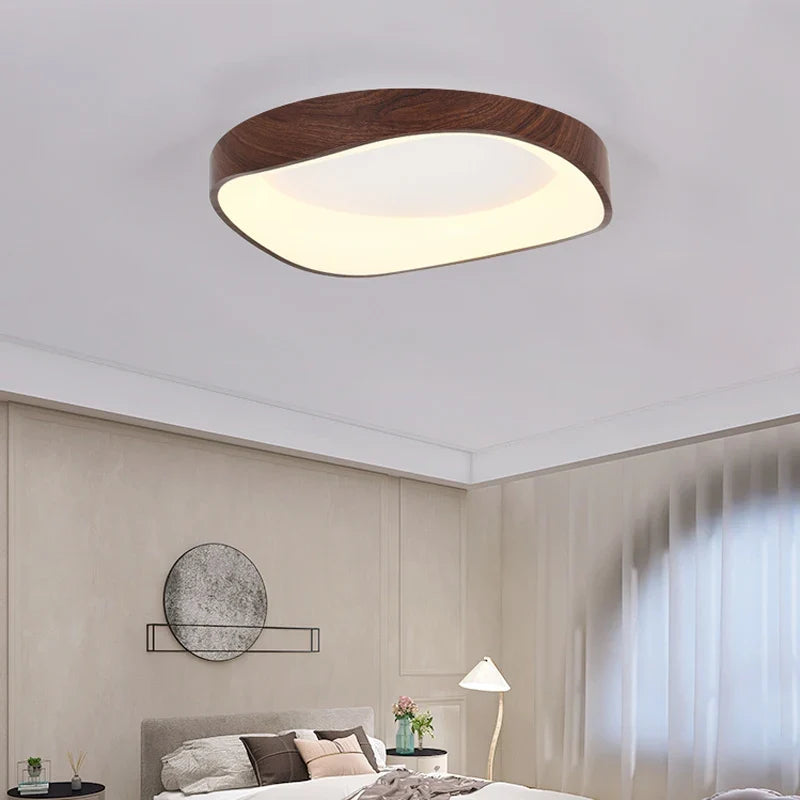 Plafonnier en bois rond avec télécommande pour éclairage intérieur Estelle Nuance - Matière Chaleureuse & Lignes Élégantes