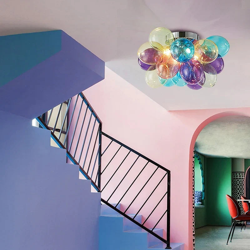 Suspension — Moonriver éclairage moderne créatif couleur lampes suspendues pour plafond boule de verre lustre salon suspension lumière chambre décor