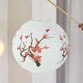 Abat-jour rond en papier à motifs de pin, lotus ou prunier japonais – Florélis