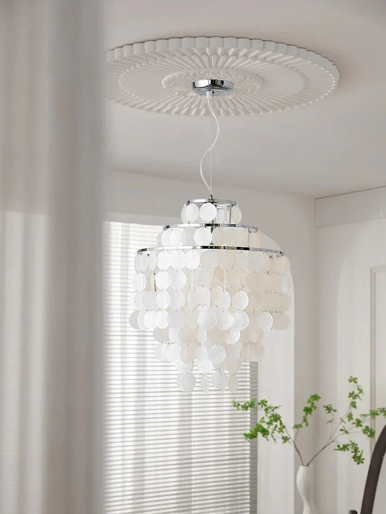 Lustre — En coquillage romantique avec carillon éolien style nordique décoratif