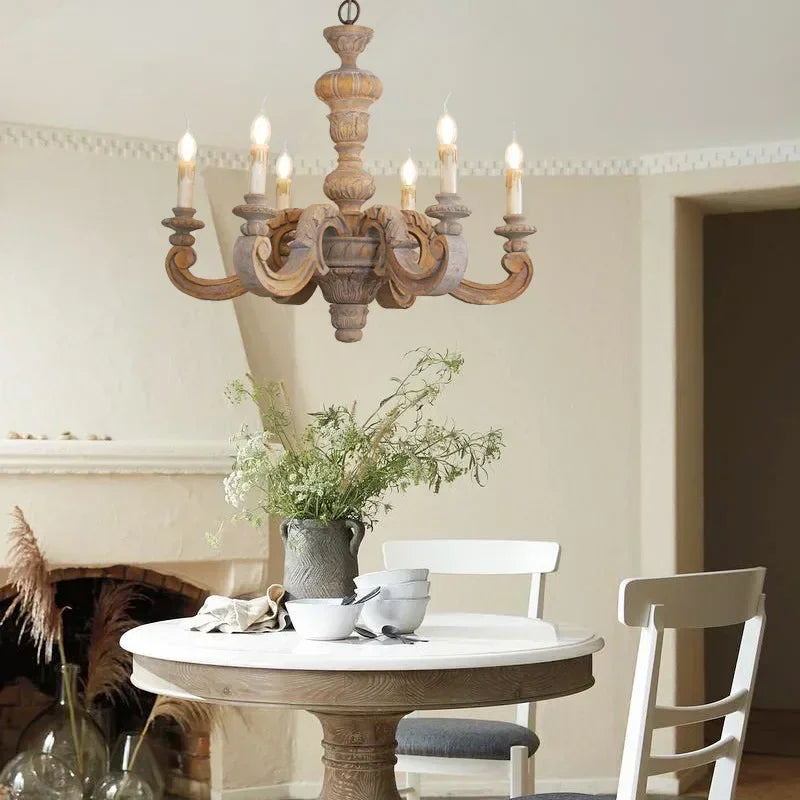 Lustre — Romain en bois sculpté rétro pour décoration élégante
