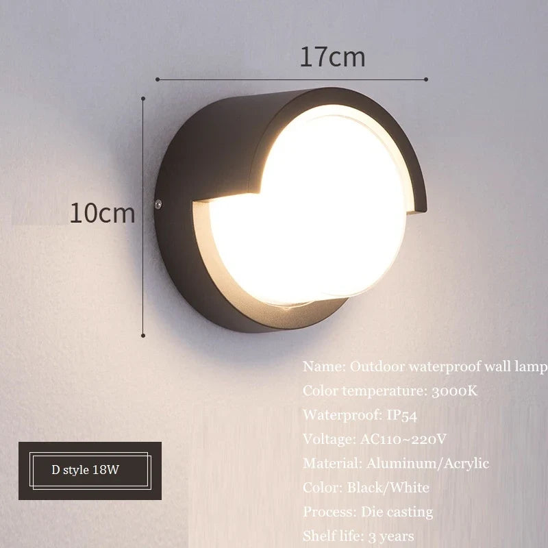 Applique murale — Extérieure moderne étanche en aluminium pour jardin et balcon