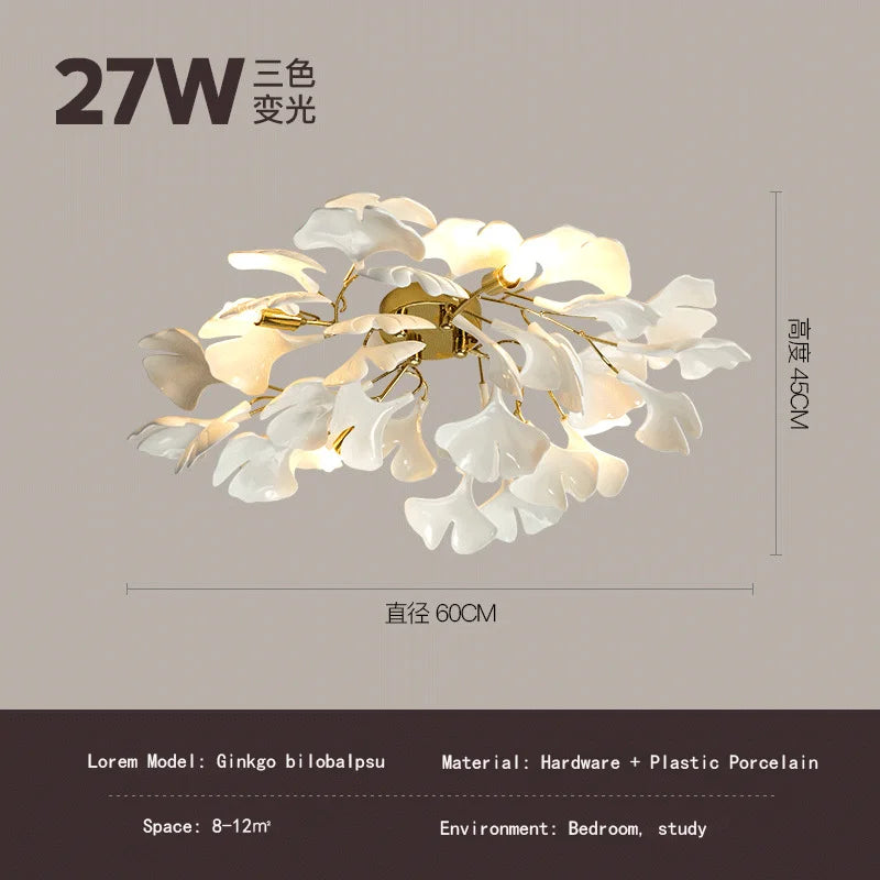 Lustre — Ginkgo feuille cage d'escalier long lustre lumière atmosphérique villa de luxe duplex bâtiment loft hall d'hôtel lampes d'art créatives