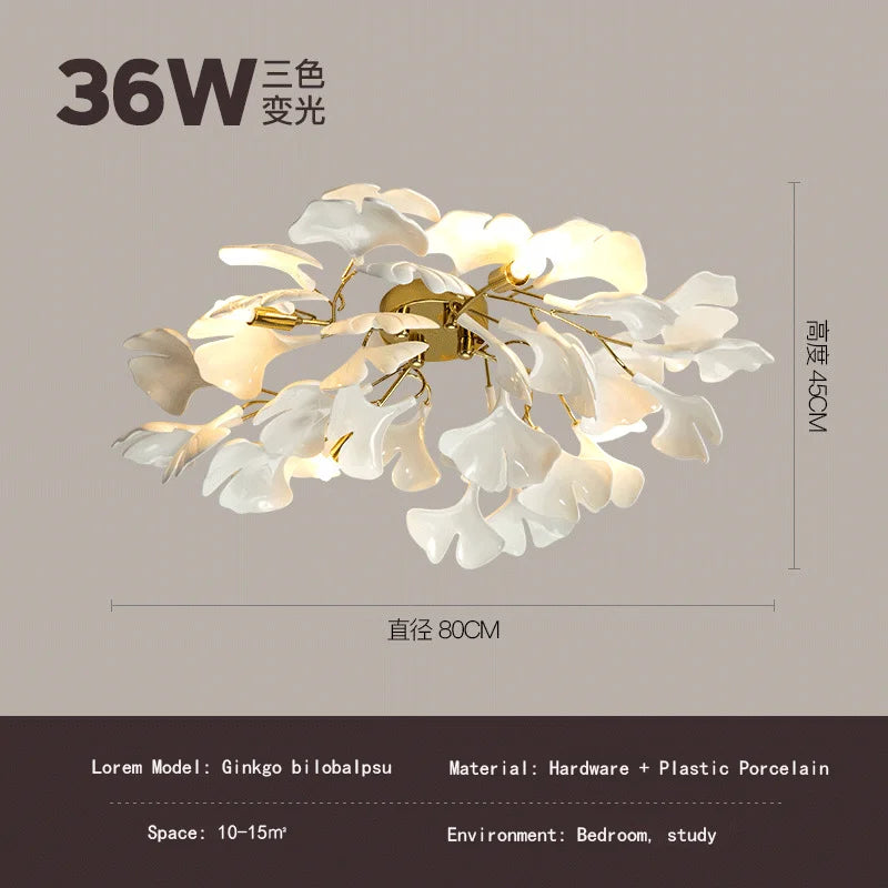 Lustre — Ginkgo feuille cage d'escalier long lustre lumière atmosphérique villa de luxe duplex bâtiment loft hall d'hôtel lampes d'art créatives