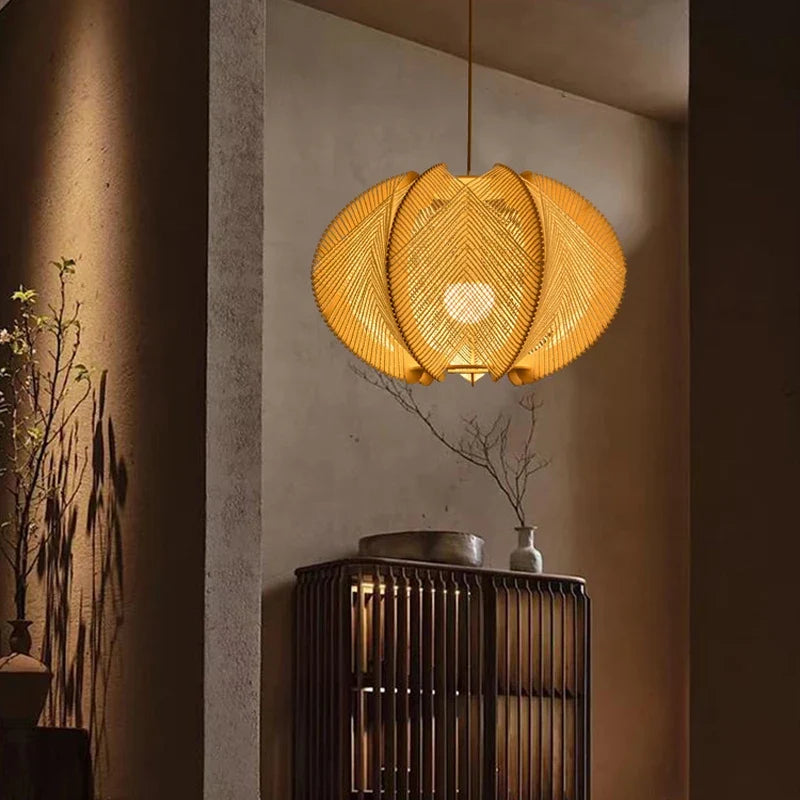 Lustre Vintage Albane Brume en Corde de Chanvre et Bois