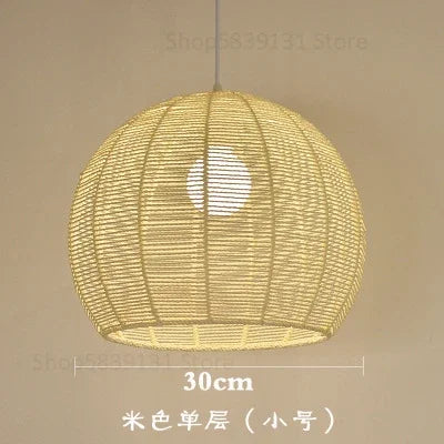 Suspension Naturelle Maëlle Brume en Corde de Chanvre et Métal — Beige Petit 1
