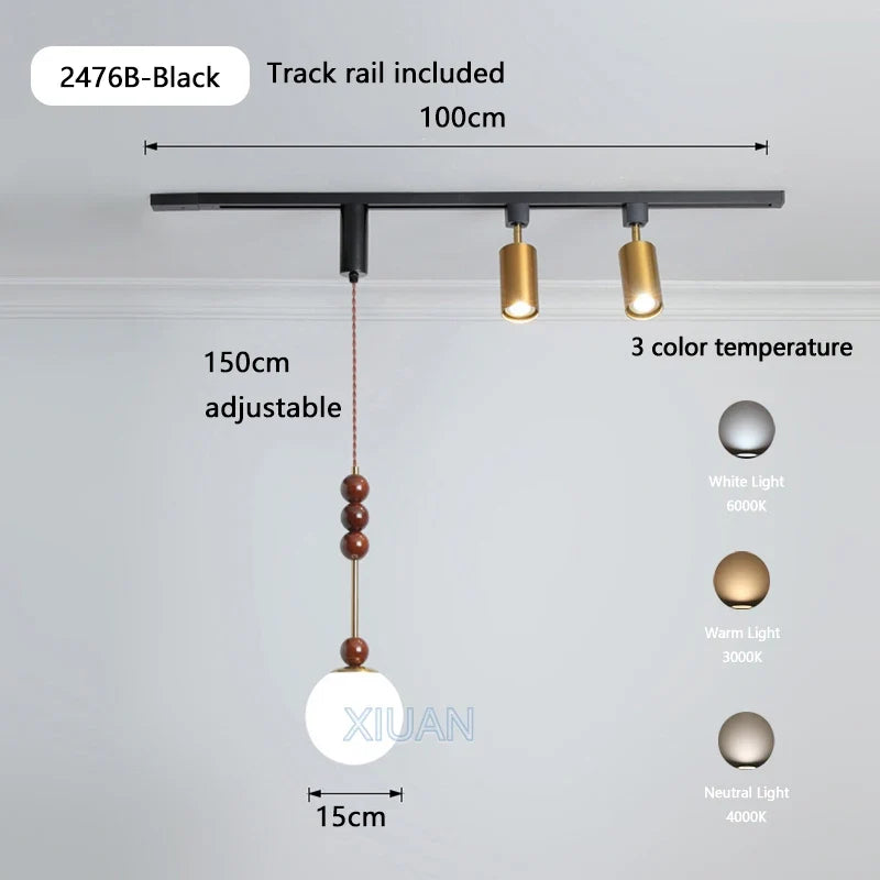 Luminaire — Table à manger wabi-sabi rétro éclairage LED sur rail