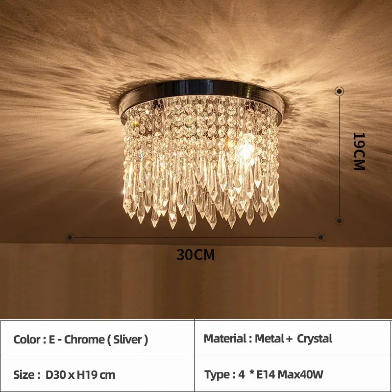 Plafonnier — LED en bois style bohème moderne avec cristal élégant
