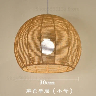 Suspension Naturelle Maëlle Brume en Corde de Chanvre et Métal — Couleur lin Petit 1