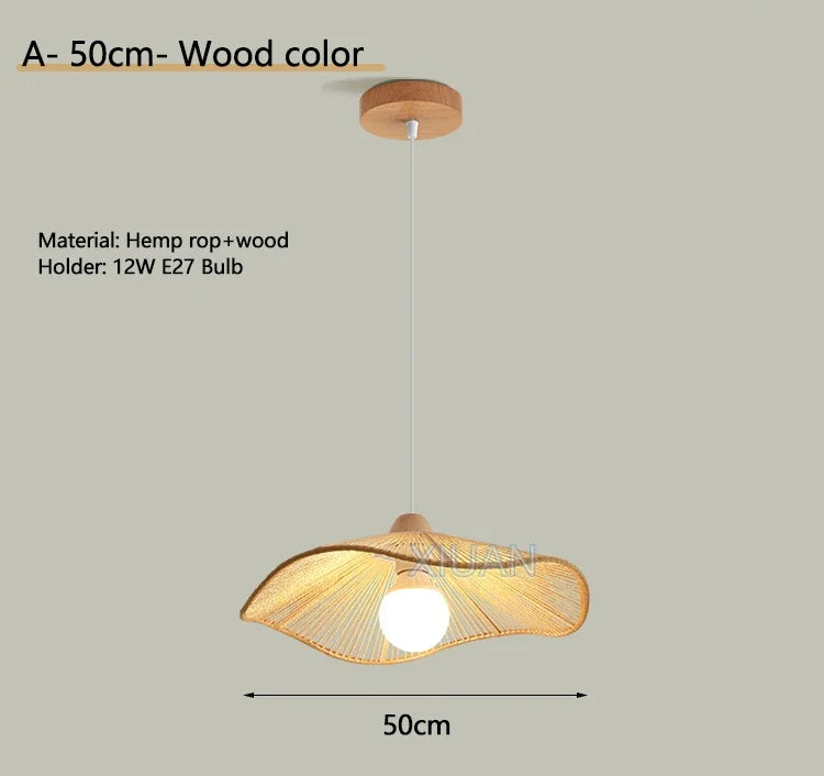 Lustre Wabi-sabi Joséphine Brume en Corde de Chanvre — A Bois 50cm / 3 Température de couleur