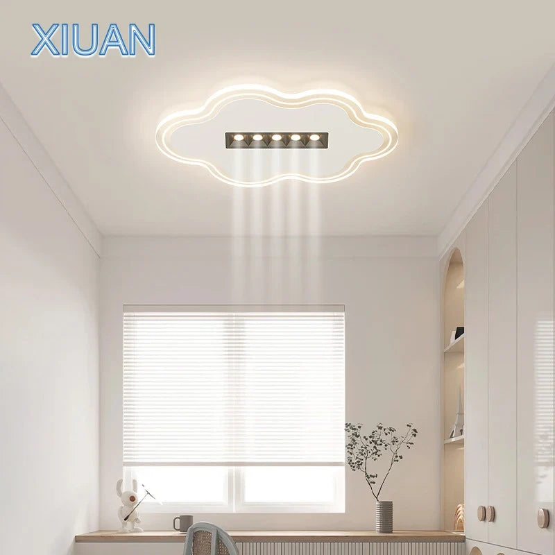 Plafonnier — Simple avec spot blanc carré et nuage rond