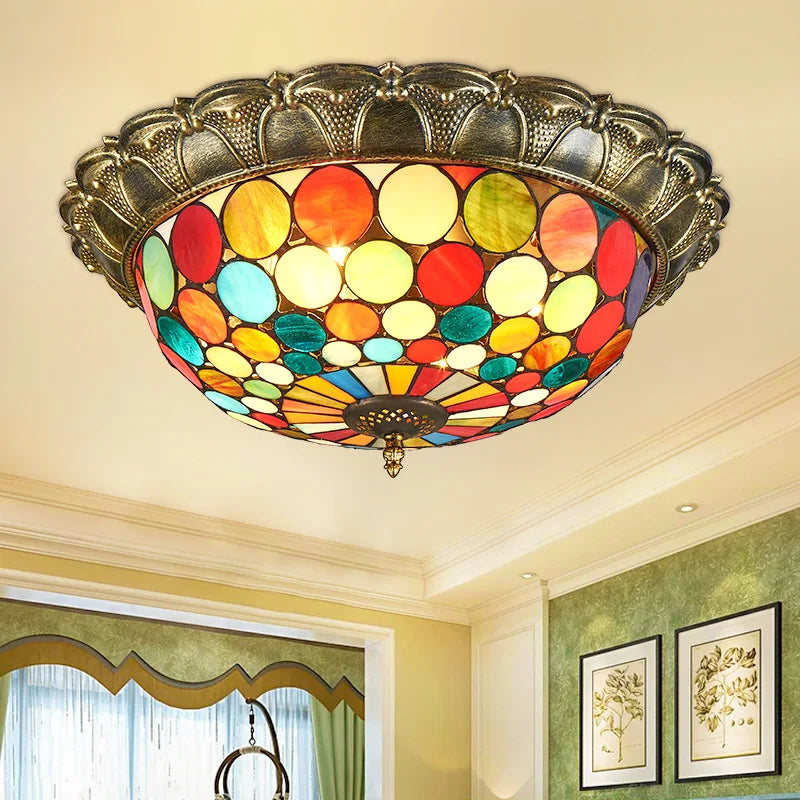 Plafonnier led vitrail classique pour éclairage intérieur décoratif Léopold Matin en Verre - Jeux de Reflets & Harmonie Intérieure