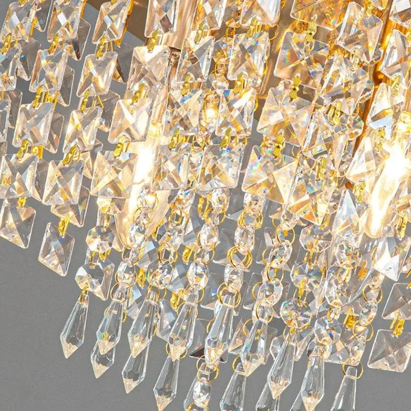 Plafonnier — LED en bois style bohème moderne avec cristal élégant