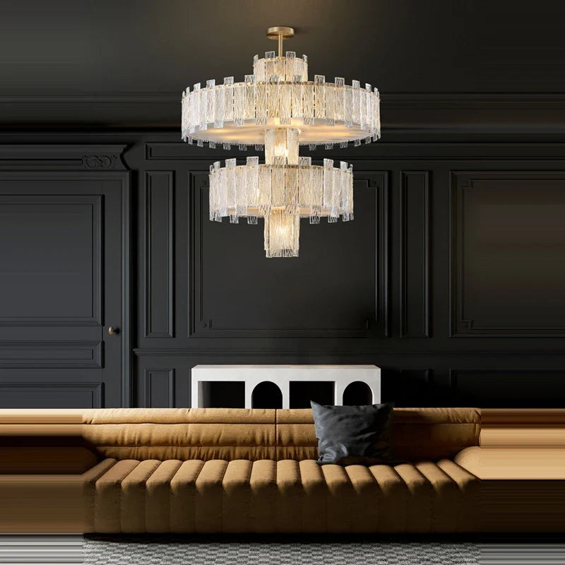 Plafonnier design rond à couches en cuivre doré Émilien Cadence - Éclat du Métal & Élégance Intérieure