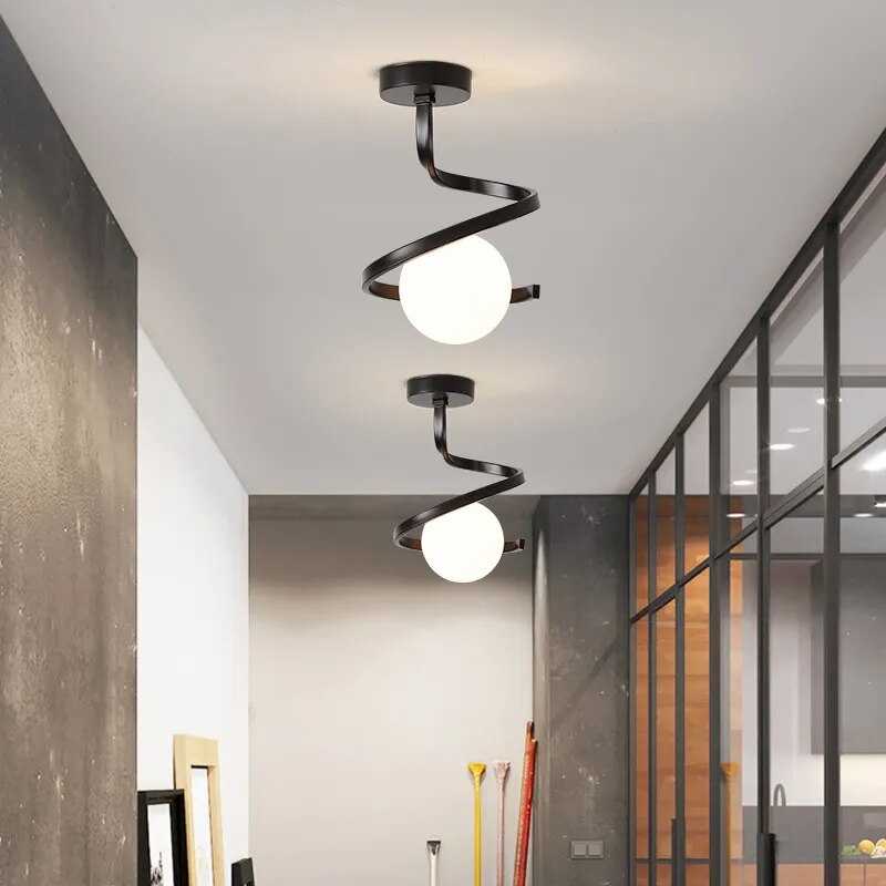 Plafonnier — LED nordique boule verre