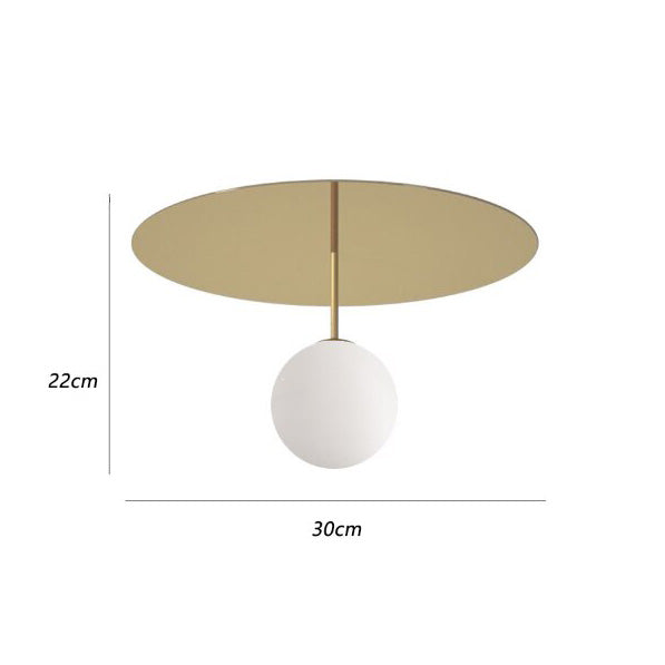 Plafonnier moderne LED base circulaire et perle lumineuse Auggie Tiphaine Échappée en Verre - Reflets Subtils & Décor Raffiné