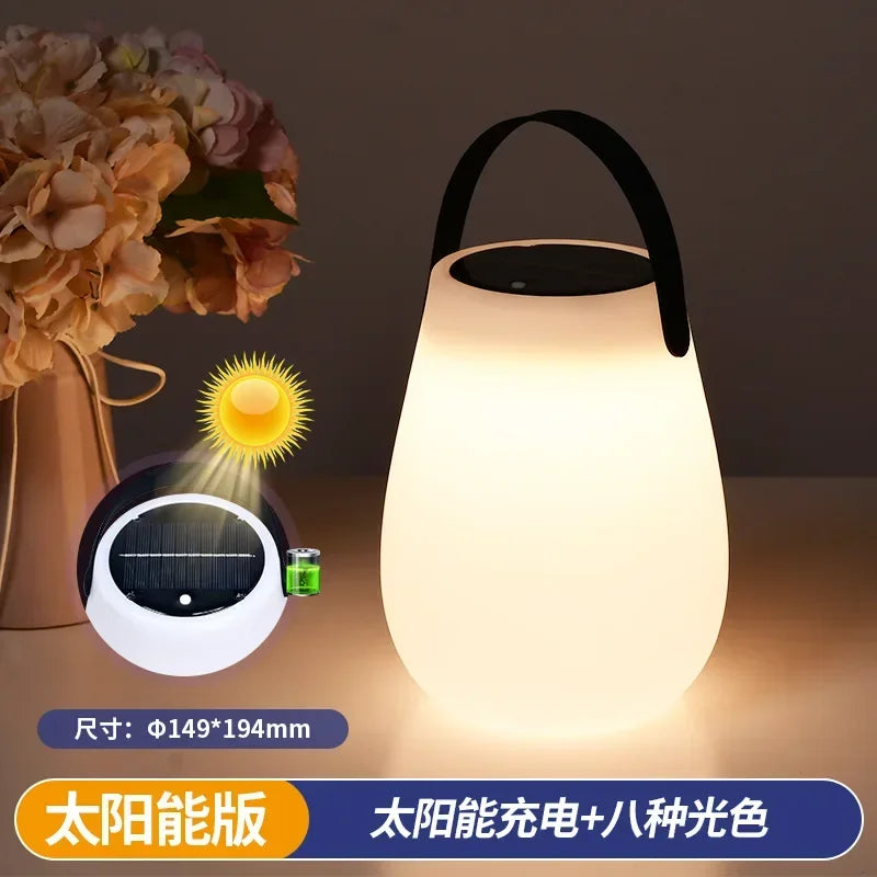 lampe de camping solaire rechargeable avec poignée en silicone