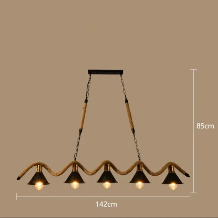 Suspension Vintage Honoré Sillage en Corde Tressée — 5 têtes
