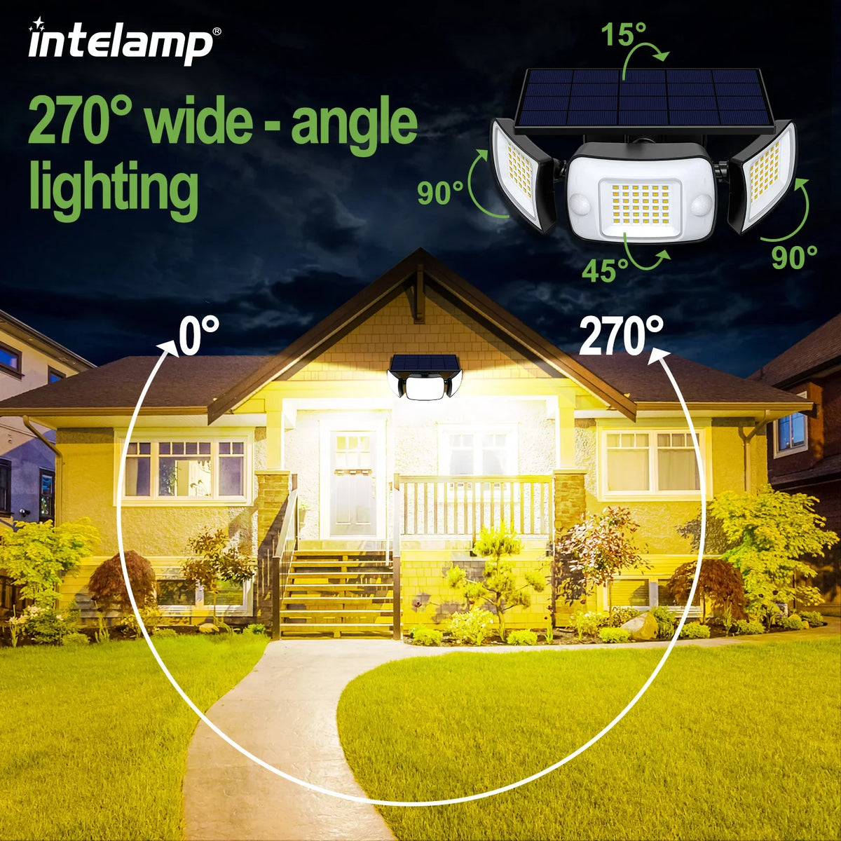 lampes solaires extérieures avec détecteur de mouvement et éclairage large