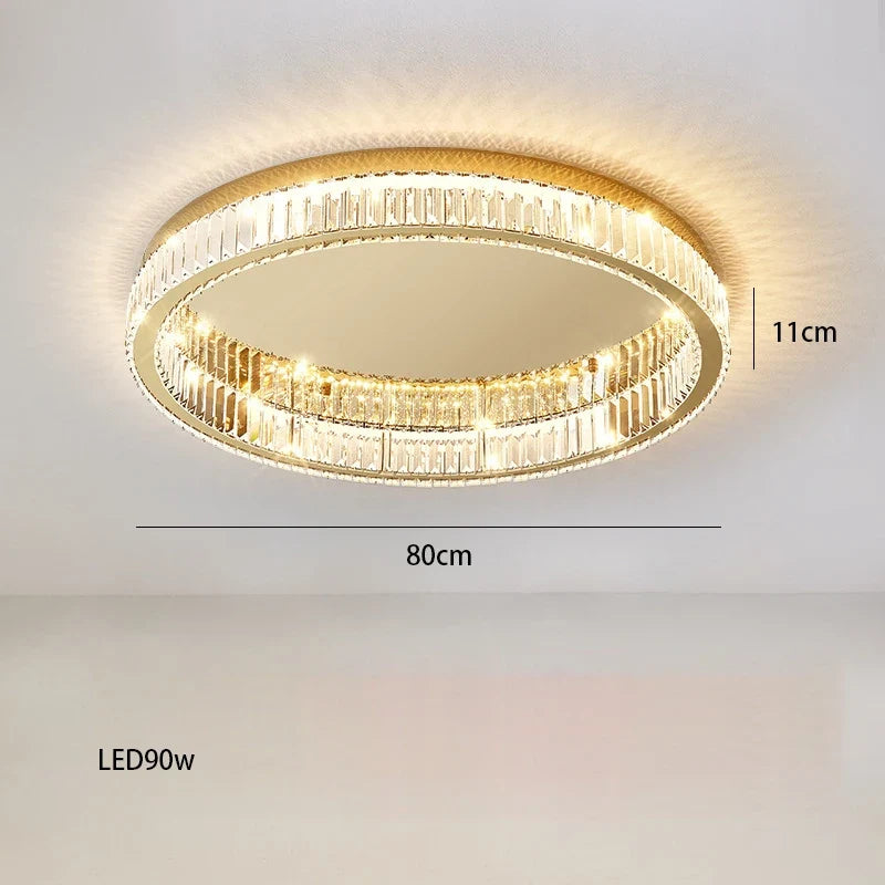 Lustre — Rond en cristal dimmable LED de luxe