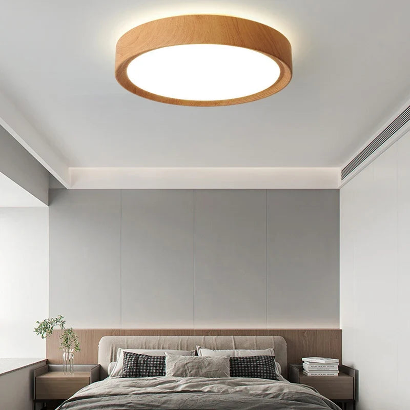 Plafonnier led rond en bois éclairage d'intérieur luminaire décoratif Paul Souffle - Esprit Naturel & Décor Chaleureux