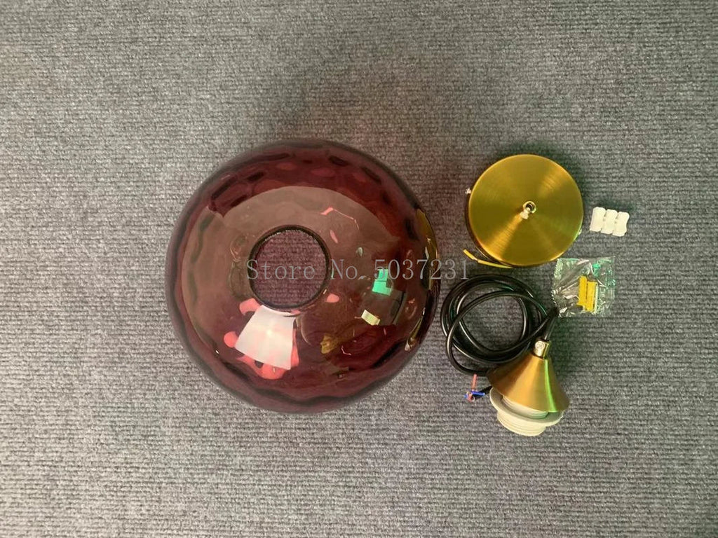 Lustre — Boule de verre coloré nordique lampes suspendues moderne Grain d'eau Restaurant cuisine luminaire suspendu chambre lampe de chevet