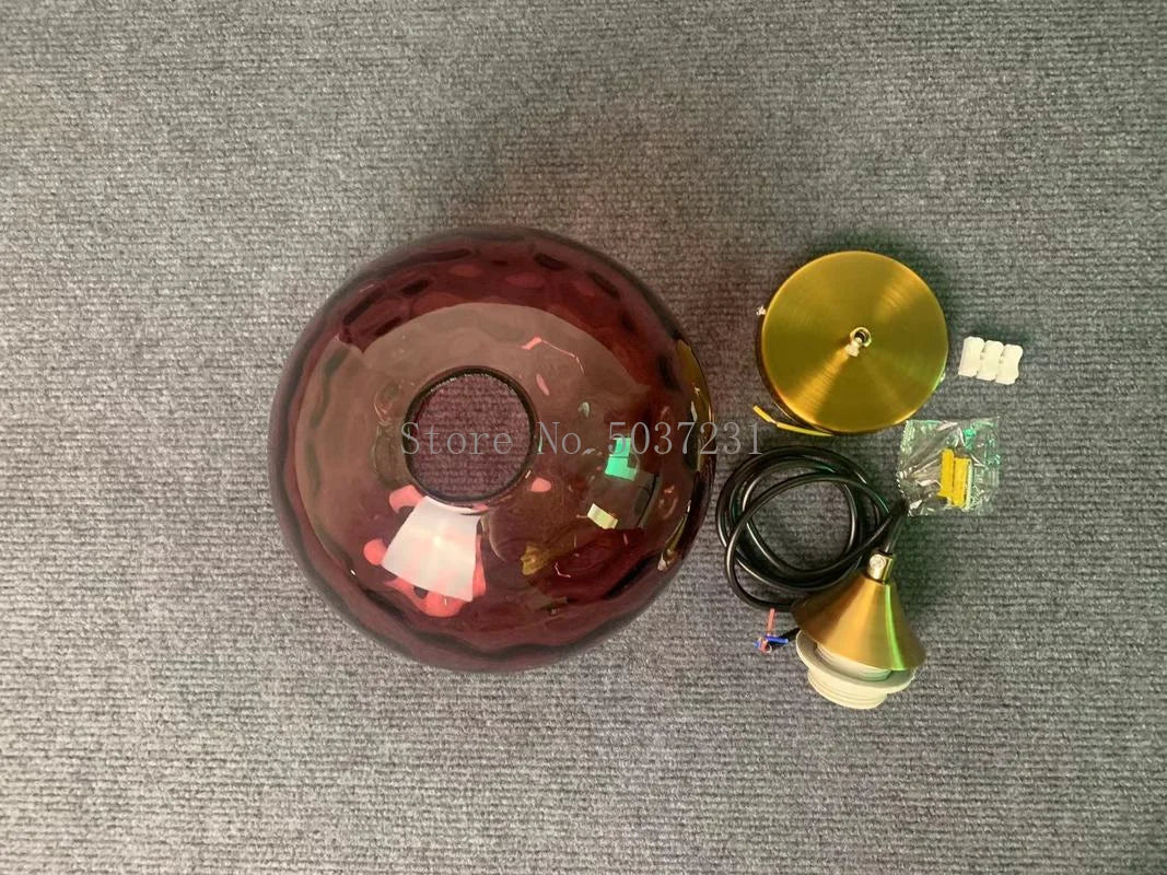 Lustre — Boule de verre coloré nordique lampes suspendues moderne Grain d'eau Restaurant cuisine luminaire suspendu chambre lampe de chevet