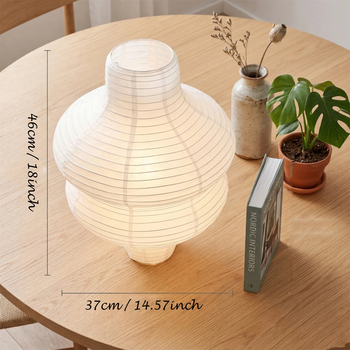Abat-jour en papier de riz blanc plié à la main de 37 cm, style japandi – Orélisse