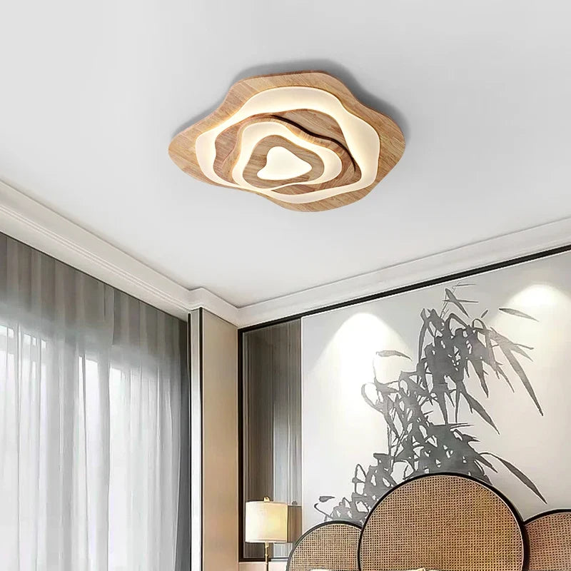 Plafonnier — Chinois Zen en bois nuage acrylique LED