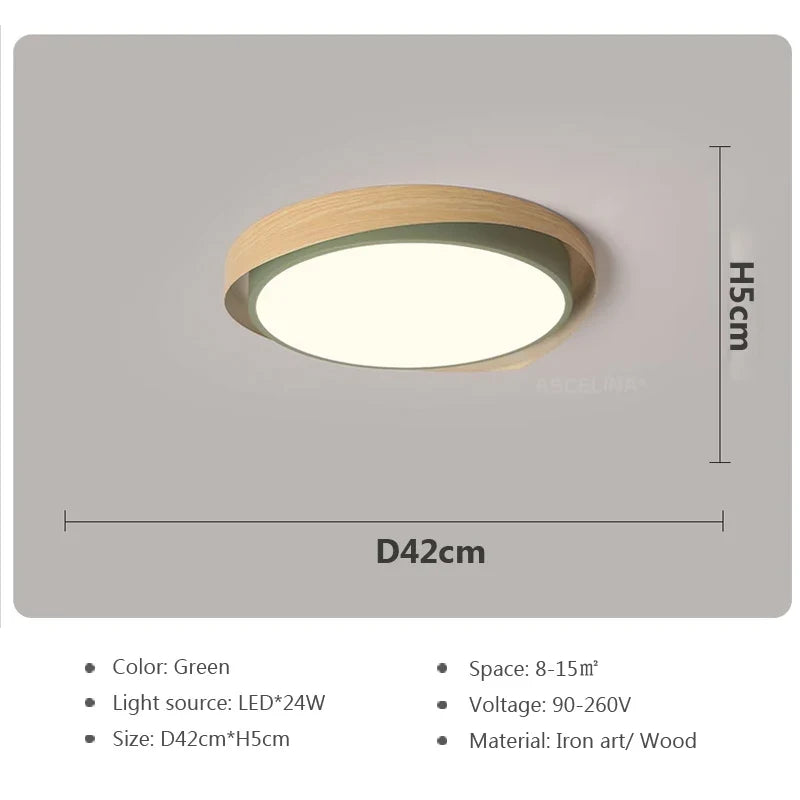 Plafonnier moderne à leds circulaire grain de bois éclairage décoratif Daphné Finesse - Matière Chaleureuse & Lignes Élégantes