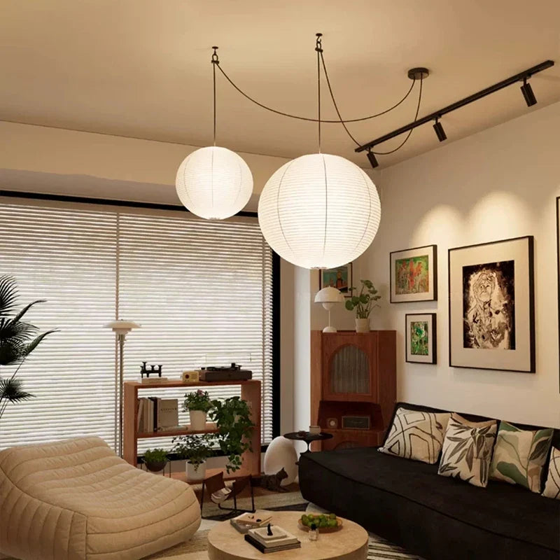 Lustre — Nordique wabi sabi en papier de riz LED rond