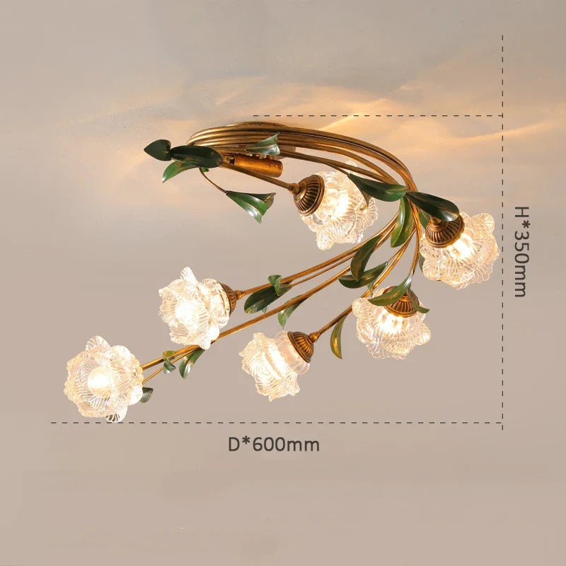 Plafonnier — Fleurs verre pastoral nordique LED viridiplantae