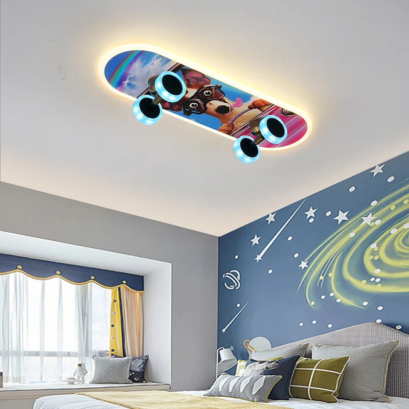 Plafonnier skateboard à intensité variable pour chambre enfant Elvire Arpège en Métal - Caractère & Élégance dans le Décor