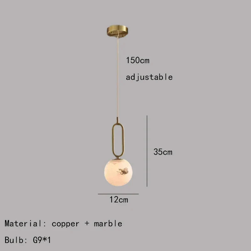 Lampe à poser — Suspendue LED en laiton et marbre naturel décorative réglable