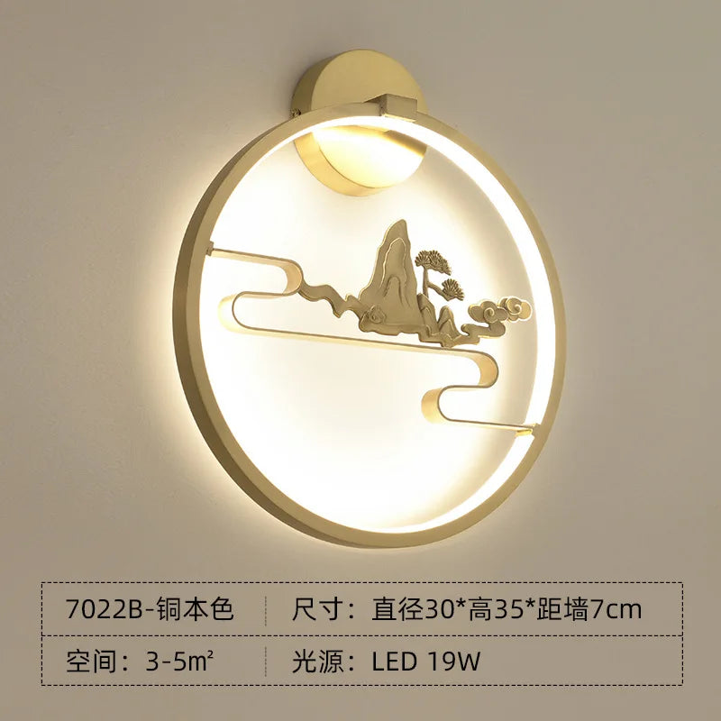 Applique murale led traditionnelle chinoise en cuivre pour intérieur décoratif Ariane Fugue - Une Présence Décorative Raffinée