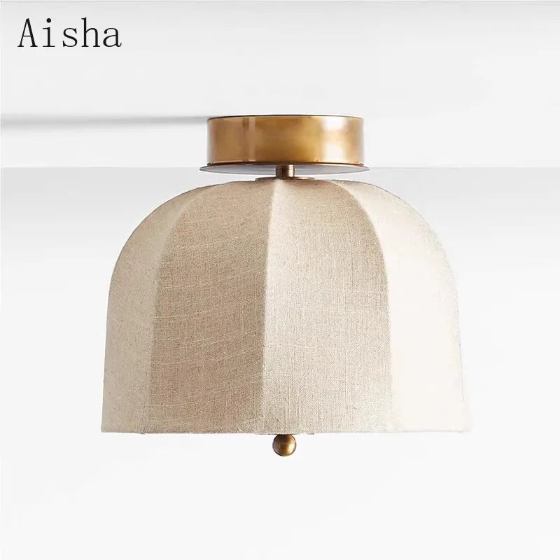 Plafonnier — En tissu lin américain pour une décoration artistique élégante