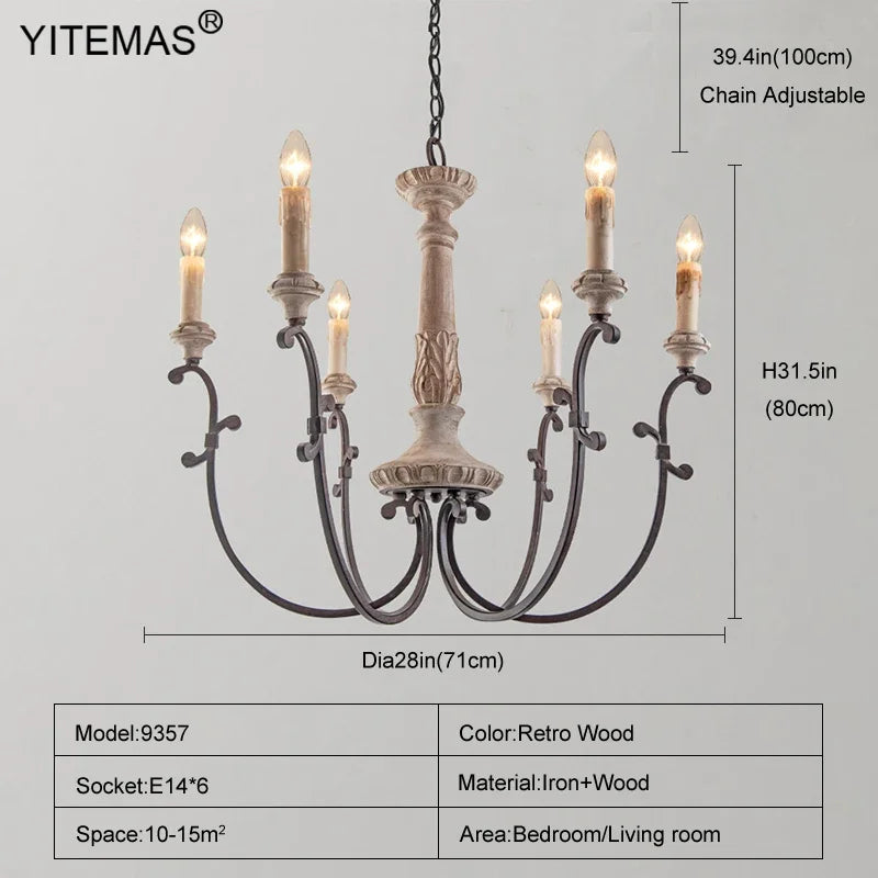 Lustre — Rétro en bois pour décoration intérieure élégante et raffinée